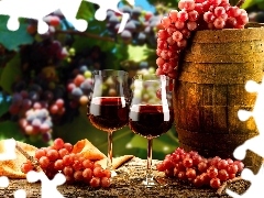Wine, composition, Cask, glasses, Grapes