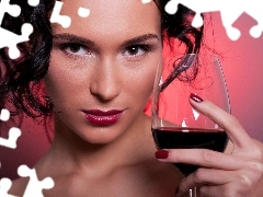 model, Red, Wine, make-up