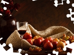 Wines, composition, Grapes, wine glass, apples