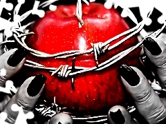 wire, prickly, Apple, hands, Red