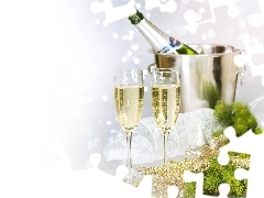 glasses, New, year, Champagne