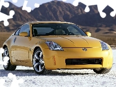 Mountains, Nissan 350Z Coupe, Yellow